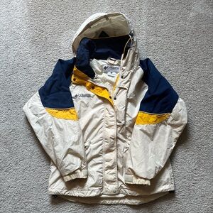 Columbia Blue and Cream Raincoat with Hood